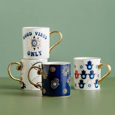 Blaues Auge Kaffeetasse Teufelsauge Türkische Keramiktasse Zuhause Frühstück Milch Neuheitstasse Wasserbecher Nachmittagstee Tasse Paargeschenke