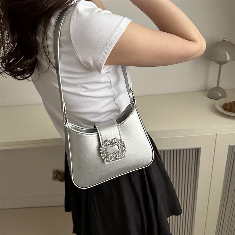 Women'S Bag Fashion Small Square Bag Texture Pu Shoulder Bag Niche Foreign Style Versatile Armpit Bag
