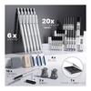 STAGEEK Set di Matite Meccaniche Artistiche in Metallo da 34 Pezzi con 3 Matite da Disegno Artistiche (0,5, 0,7, 0,9 MM) & 3 Matite da Disegno Meccaniche (2MM), Include 384