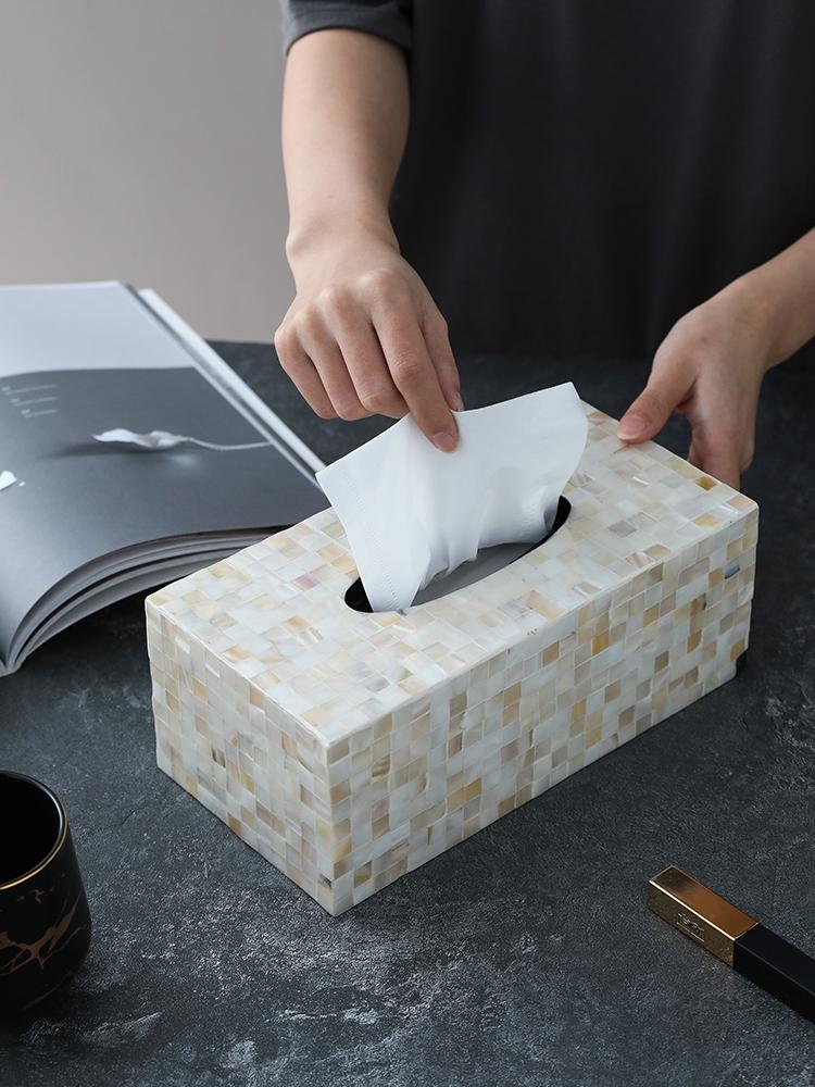 Original Colorful Shell Tissue Box, Living Room Storage, Light, Luxury, Home, Kitchen, Decorative Ornaments