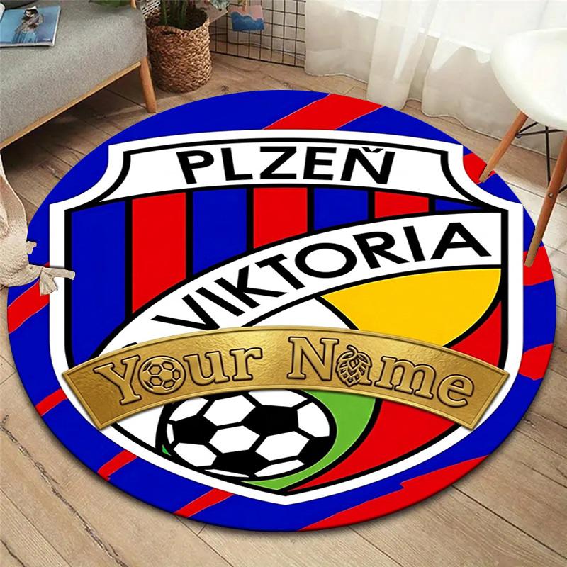 Fc Viktoria Crest Custom Name Round Area Rug Carpet Rug For Living Room Bedroom Sofa Playroom Decor Nonslip Floor Mat