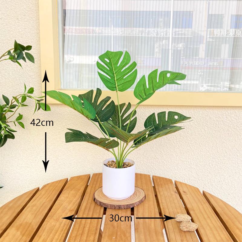 Nordic Artificial Monstera Bonsai - Small Potted Office Desk & Living Room Decor Green Plant.