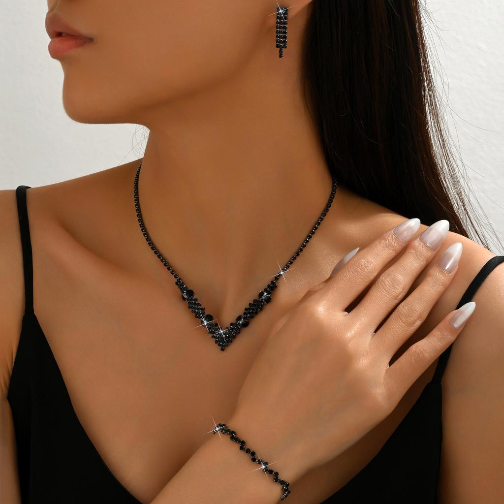 Banquet Wedding Party Elegance Temperament Set Necklace Earrings Bracelet, Bridal Ladies Necklace