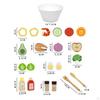 Wooden Play Salad Set, Pretend Color Sorting Toss Set with Utensils and