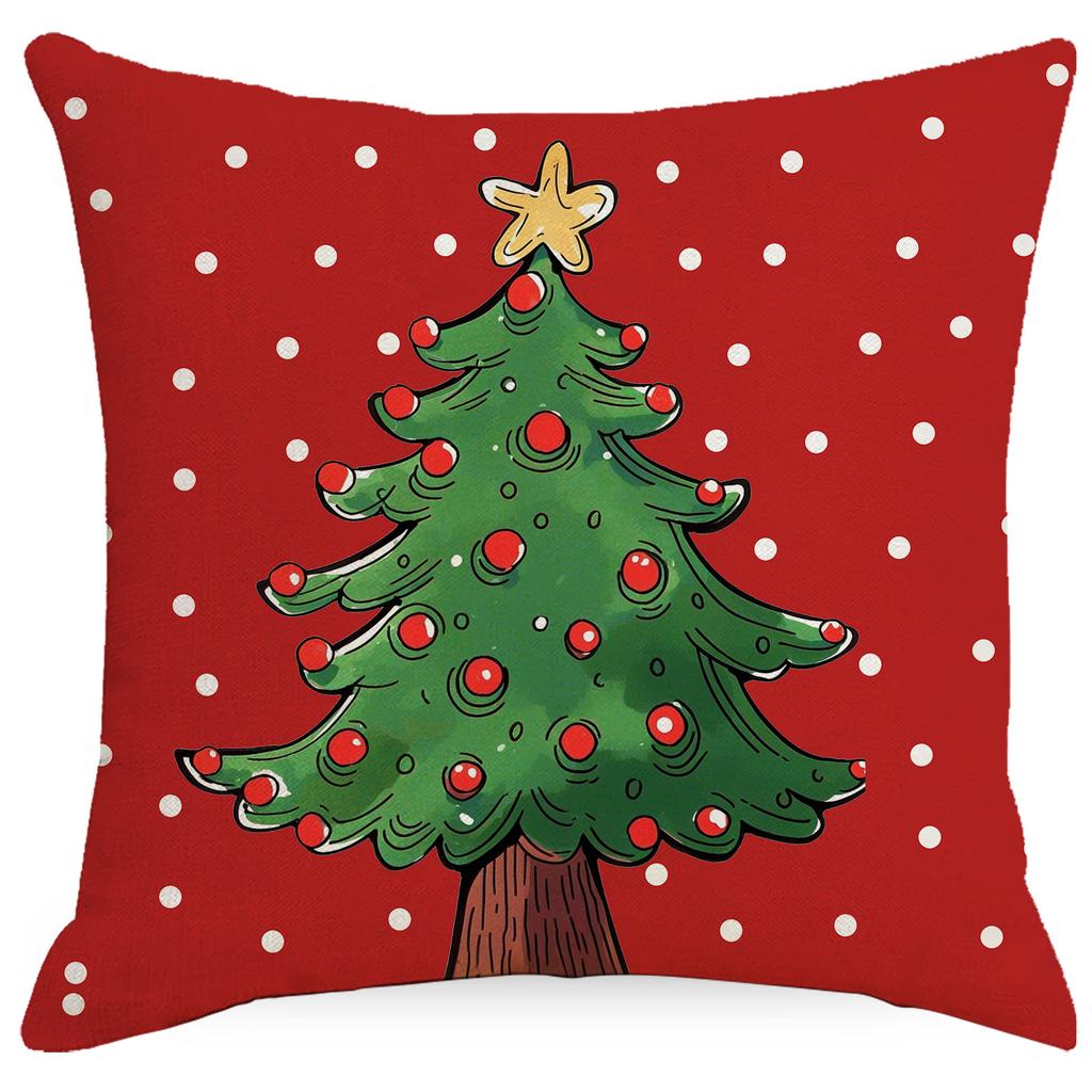 Neuer Weihnachts-Kissenbezug Niedlicher Weihnachtsmann Weihnachtsbaum-Druck Heim-Kissenbezug