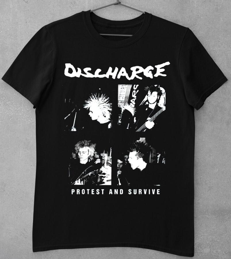 Vintage Discharge T Shirt Black Unisex Cotton Tee All Sizes S To 5Xl Unisex T-Shirt