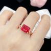 BELLA BOX Anillo de dedo con forma cuadrada roja de circonita para ceremonia de boda, fiesta, anillos de mujer delicados y deslumbrantes, joyería de moda