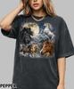 Vintage Heste Midnat 90'er Grafisk T-shirt, Natur Dyreliv T-shirt, Rustik Udendørs Dyreelsker Gave, Vintage Skov Eventyr Top