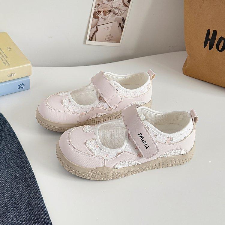 

Flower Velcro Mary Jane Shoes Women s 2025 New Summer Breathable Little White Shoes with Skirt Casual Board Shoes 40