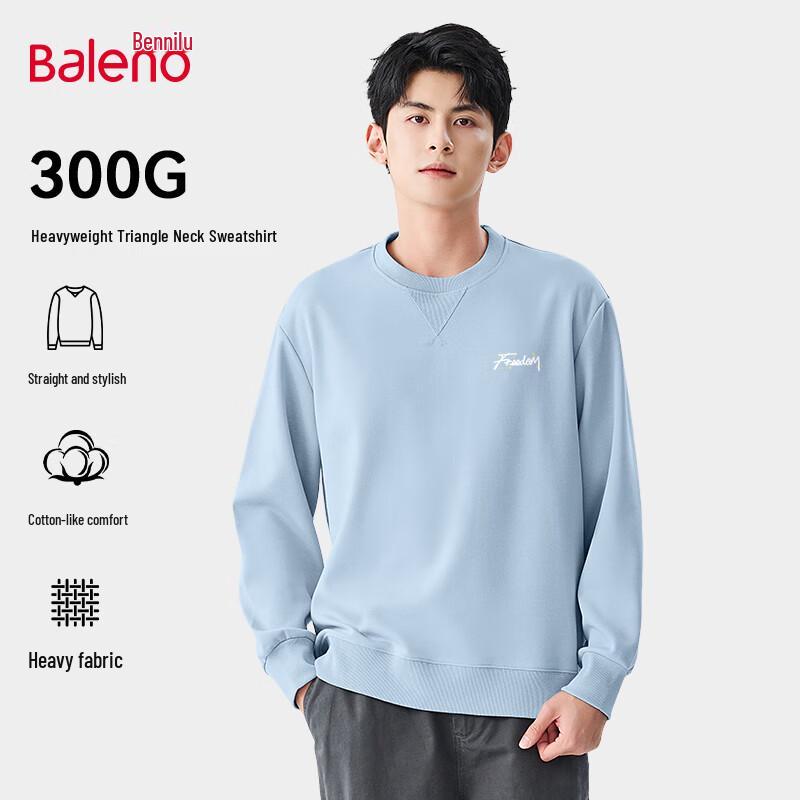 Baleno Men's Letter Print Heavyweight Round Neck Sweatshirt