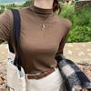 New Gray Slim Half Turtleneck Bottoming Shirt with Autumn and Winter Long-sleeved T-shirt for Women Solid Color Modal Top