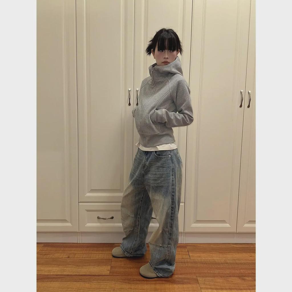 2024 Retro Cleanfit Women's Distressed Wide-Leg Pleated Pants