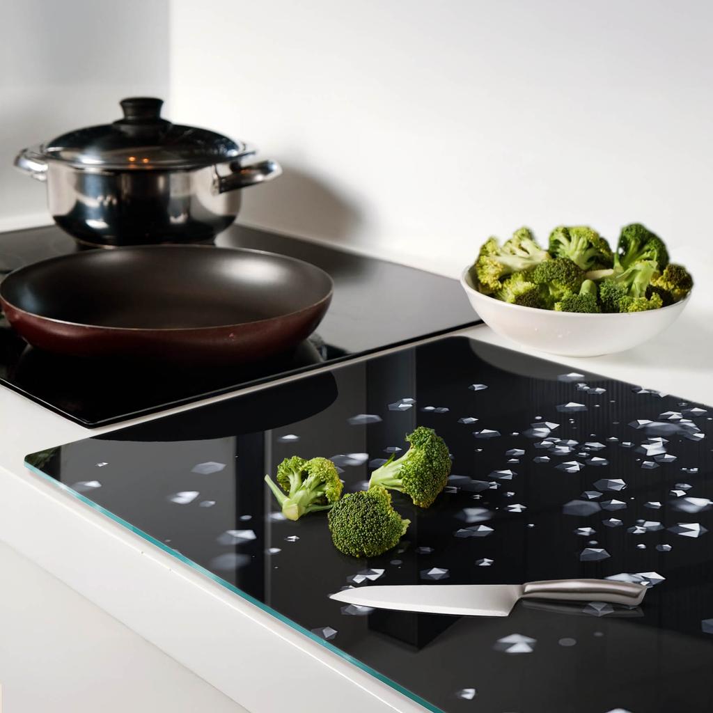 Tempered Glass Kitchen Cutting Board With Decorative 3D Graphic 80X52 Cm
