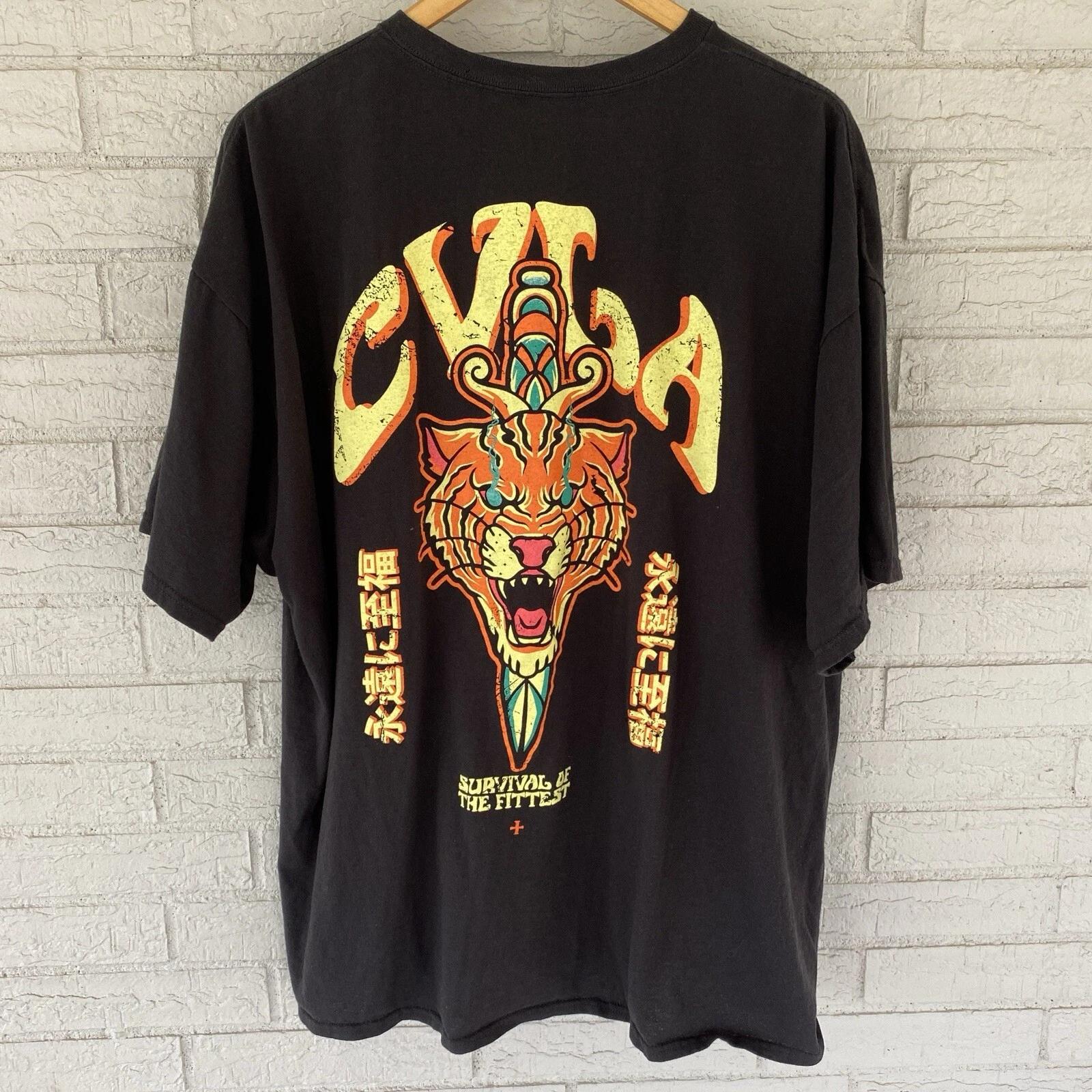 CVLA Tiger Face Survival of the Fittest back graphic t-shirt sz XXXL streetwear S