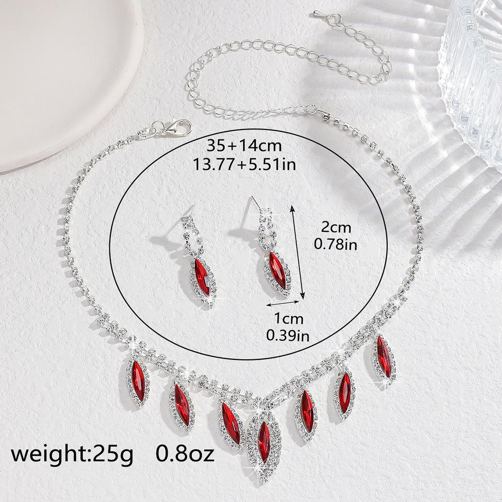 Water droplet necklace earrings two-piece set, bride's wedding fashion accessories, women's light luxury, small fragrance style