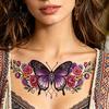 5 Sheets Colorful Butterfly Flower Tattoo Stickers, Waterproof Temporary Body Art, Hypoallergenic Floral Chest Back Decals for Women Girls