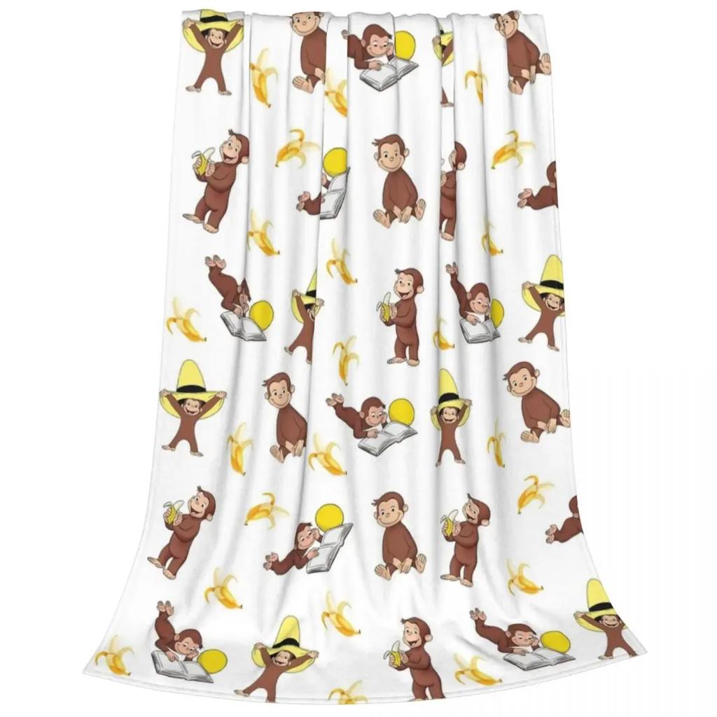 Curious George Spooky Fun Fuzzy Blanket Cartoon Monkey Funny Throw Blankets for Home 200x150cm