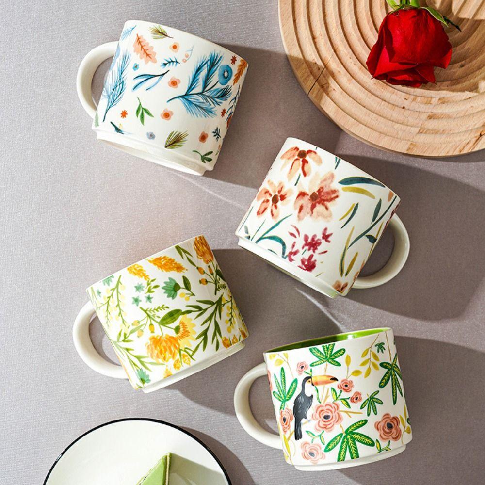 Creative Ceramic Mug Hand-Painted Ceramic Coffee Mug Large Capacity Water Cup  Drinkware