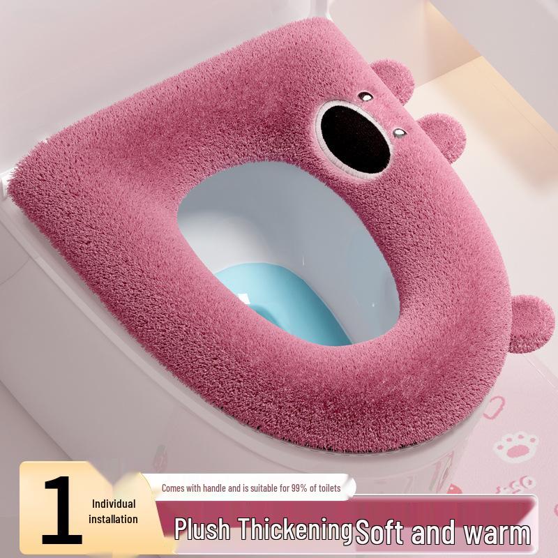 Waterproof Velvety Toilet Seat Cover with Zipper - Thick, Dirt-Resistant, All-Season & Washable