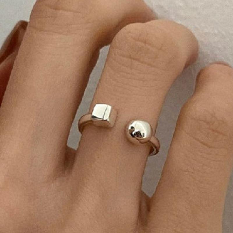 PANJBJ  925 Sterling Silver Double Layer Ring for Women Girl Gift Geometry Hollowing Out Minimalism Fashion Jewelry Wholesale