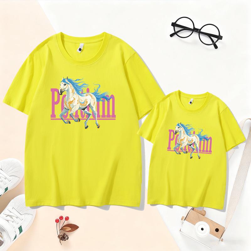 2026 Year of the Horse Family Matching Red T-Shirts - Parent-Child Short-Sleeve Set for New Year