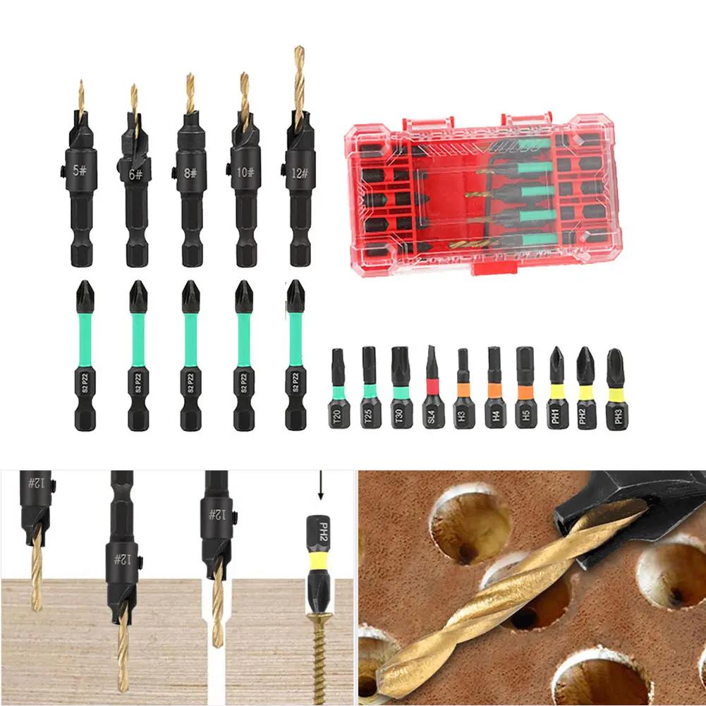 

20PCS For wood Countersink Drill Bit and Driver Set with Hex Shank for Accurate For woodworking and Repair Work China Mainland