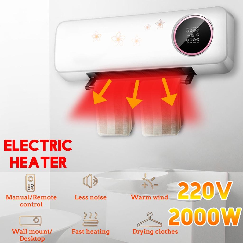 2000W 3 Gears Wall-Mounted Electric Heater Waterproof Remote Control Air Conditioning Machine Heat Energy Saving