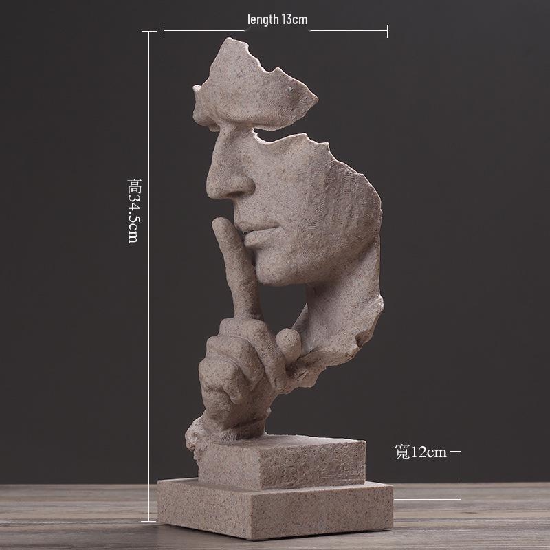 Silence is Golden: Abstract Nordic Sculpture for Office & Living Room Decor песчаника