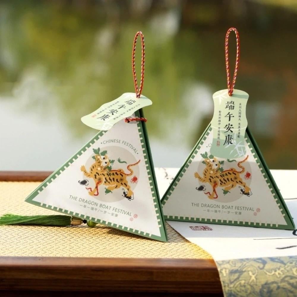 10 Stück Traditionelle Drachenbootfest-Geschenkbox Verdickte Leere Box Zongzi-Verpackungsbox Lebensmittelqualität Hängend