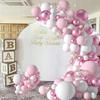 Girlanda Balonowa Różowo Biała Zestaw 107 Szt Balony Taśma