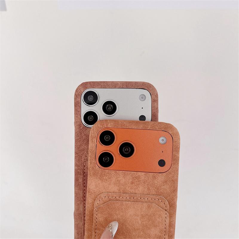 Luxury Fashion Matte Retro TPU Leather Phone Case For iPhone 17 16 15 14 Plus 13 12 Pro Max 11 Card Wallet Shockproof Back Cover
