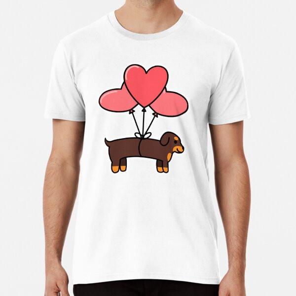 

cute dog tied to balloons Premium T-Shirt S to 5XL Made in the AU/USA T-Shirt 4XL