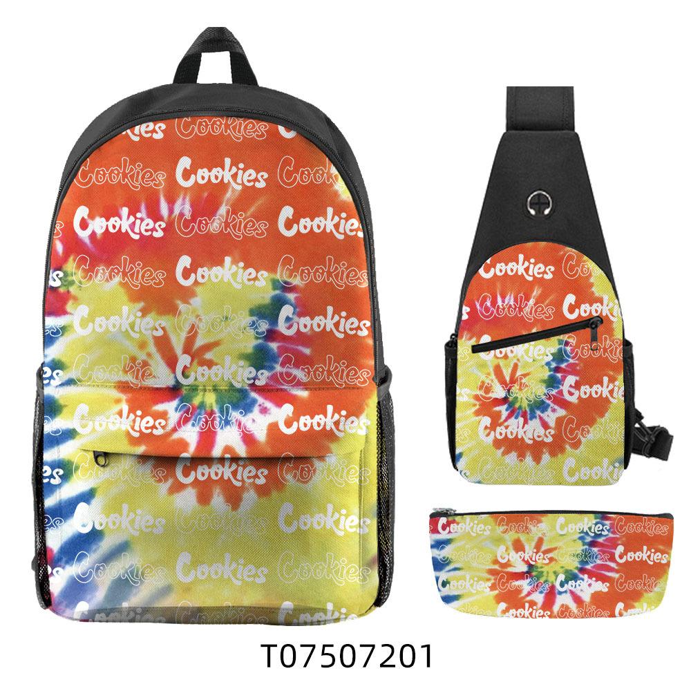 Cook Backpack Student School Bag Lightweight Polyester Backpack Three-Piece Set three-piece backpack