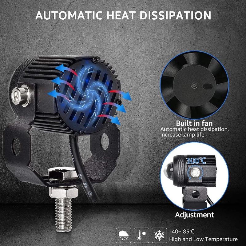 2Pcs Motorcycle Led Lens Spotlight Dual-Color High Low Beam External Headlight Auxiliary Fog Lamp Moto Driving Lamp