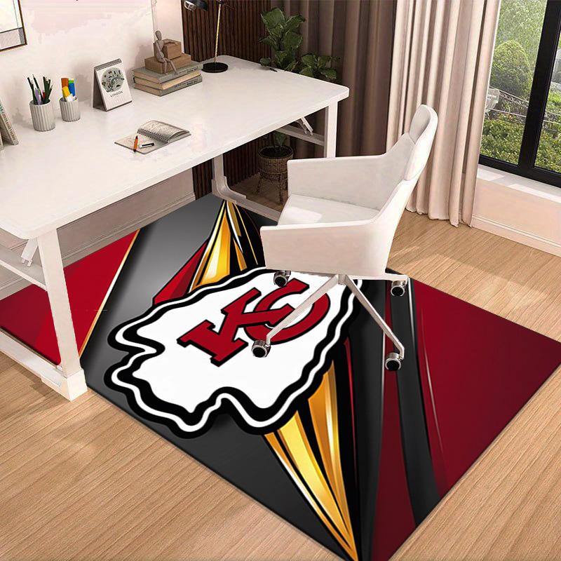 Stadt Chiefs Emblem Bedruckter Teppich für Büro, Stuhlunterlage, Dekorativer Teppich Bodenmatte, Große Größe Fan Geschenke Weihnachtsgeschenke