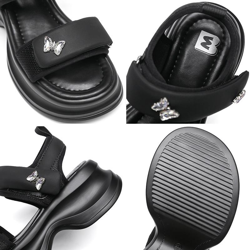 2025 New Summer Platform Sandals Women Wear Comfortable Velcro High-heeled Sports Sandals Soft Sole Not Tired Feet