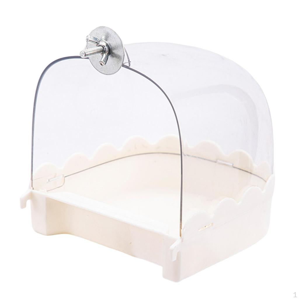 Bird Bath Bathtub Hanging Food Tray Shower Box Caged Parrot Bathing Tub for Budgerigar