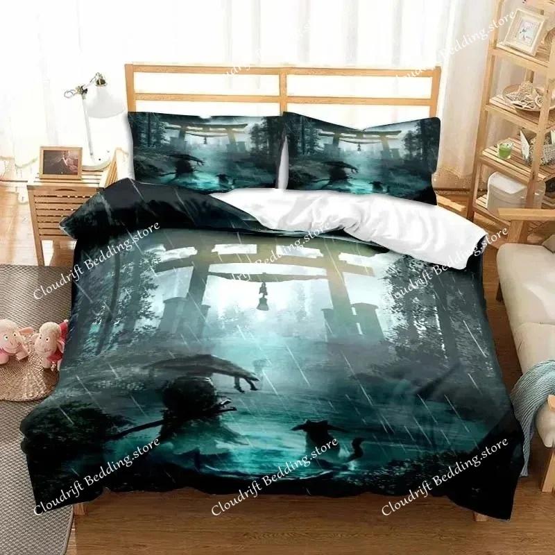 Set Biancheria da Letto Samurai Giapponese Morbido Copripiumino Set per Camera da Letto Uomo Adolescente Singolo Matrimoniale King Size Copripiumino Federa Regalo Ragazzo
