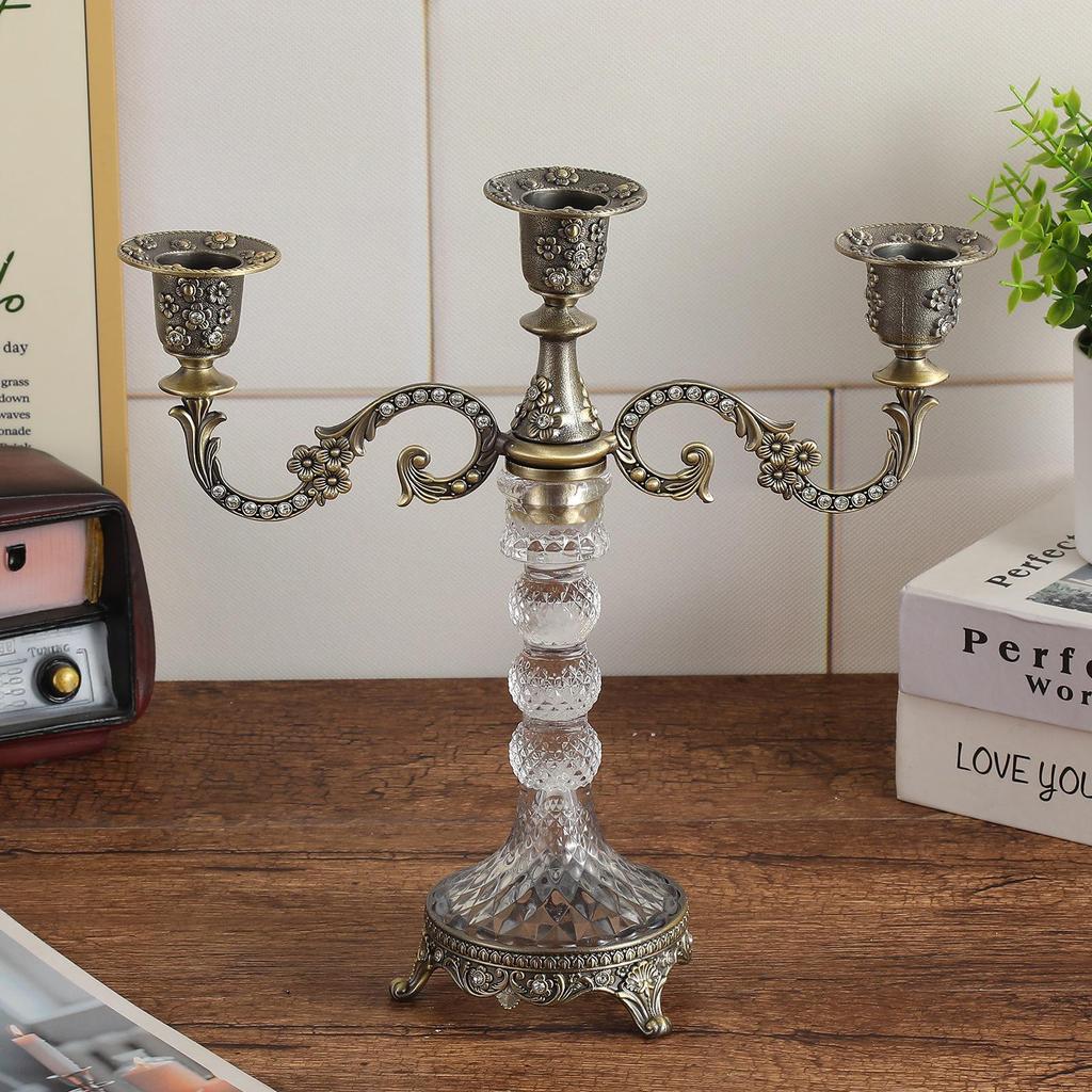 Elegant European Crystal Candelabra - Three to Five-Head Decoration for Weddings and Dining Tables