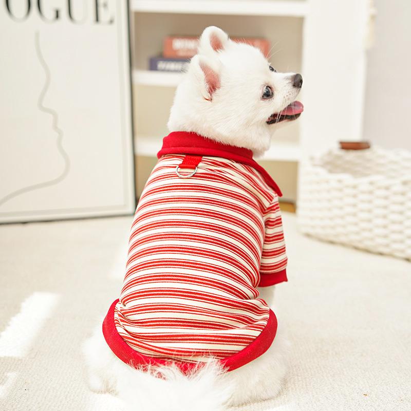 Striped Puppy Hoodies Winter Dog Clothes Pet Vest Cotton Warm Dog Sweatshirt Polo Shirt Yorkie Dachshund Clothing Dog Pullover