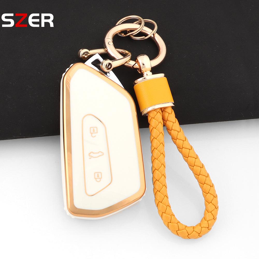 Tpu Car Key Case Cover Shell Fob Keychain For Vw Volkswagen Golf 8 Mk8  For Skoda Octavia For Seat Holder Fob Accessories