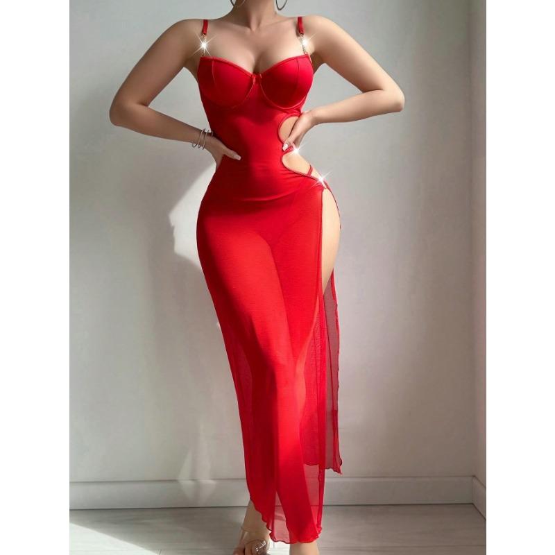 Sexy Lingerie Set Women S Perspective Push Up Long Dress