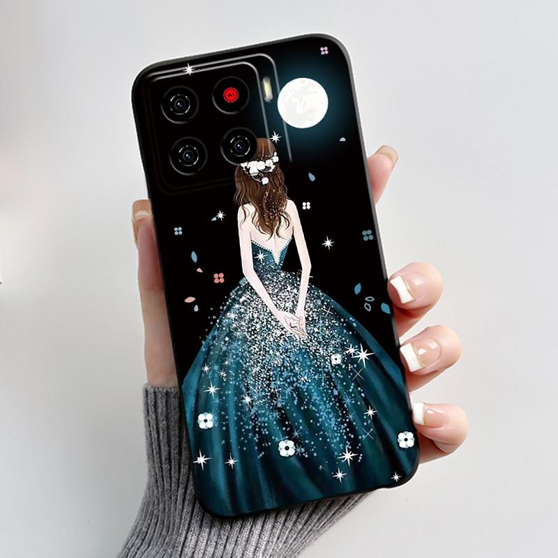 Printing Pattern Case For ZTE Blade A56 Z2473 Nubia A56 Soft Silicone Black Shell Cover For Blade A56 Pro Cute Flower Casing