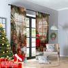 2pcs 2D flat printing Christmas Curtains Vintage red car Christmas tree Versatile Polyester Without Electricity Versatile Use