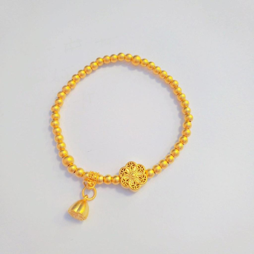 Six-Phase Lotus Seed Gold-Plated Bracelet 4mm Beads – Fortune Child Jewelry Collection