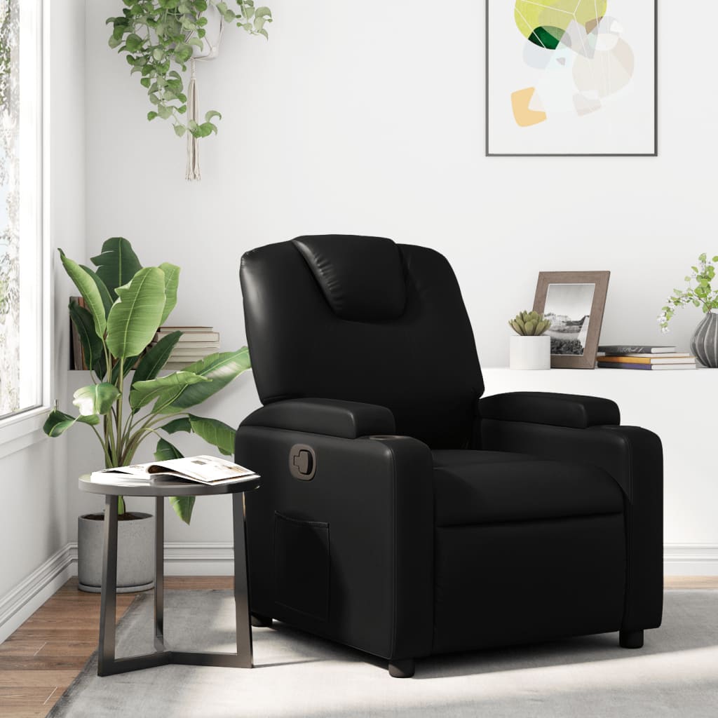 Recliner Chair Artificial Leather Black
