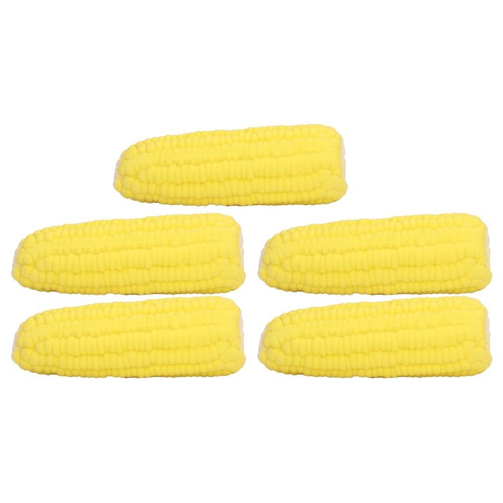5Pcs Corn Shape Squeaky Dog Toy Bright Yellow Corn Shaped Dog Toy Latex Chew Toy Indoor Playtime