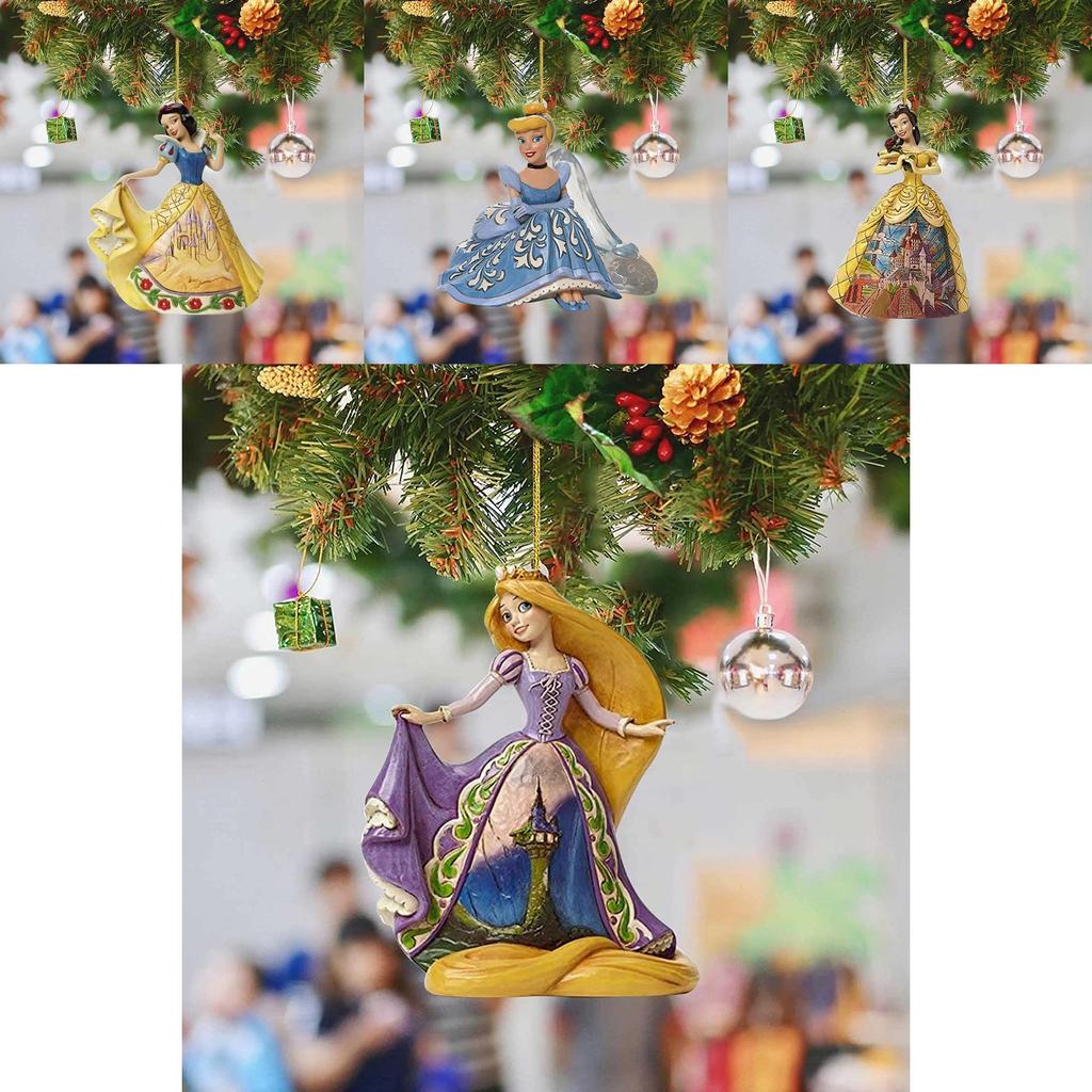 Festive 8cm Christmas Disney Princess Acrylic Cartoon Pendant Ornaments Xmas Tree Hanging Decor