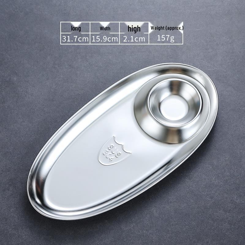 304 Stainless Steel Snack & Dipping Plate for Fried Foods