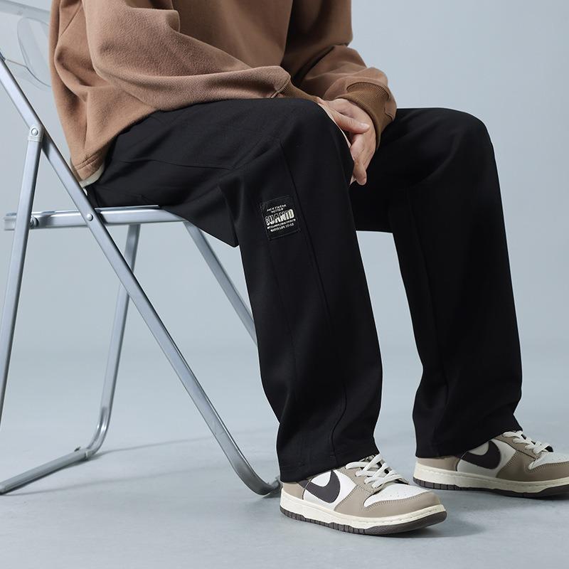 Pants Men's Spring and Autumn New Sports Wide-leg Pants Loose Drape Straight High-waisted Sweatpants Fashionable Solid Color Casual Trousers